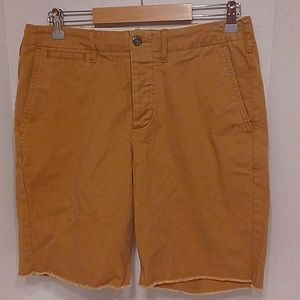 J Crew Men's Cotton Khaki Tan Raw Hem Shorts Size 31